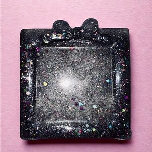 Elegant Black Glitter Jewelry Tray